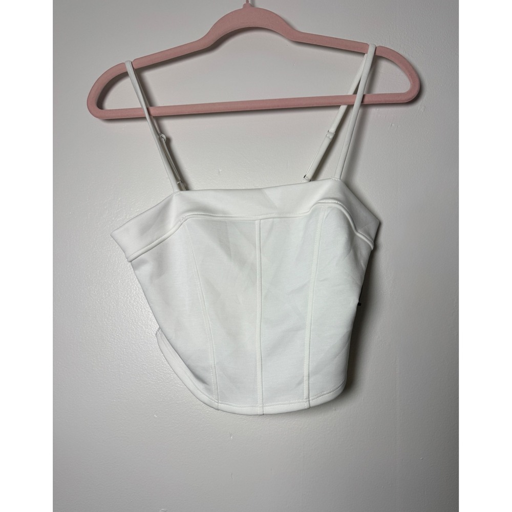 Charlotte‎ Avery White Corset Crop Top Adjustable Straps Structured Bodice